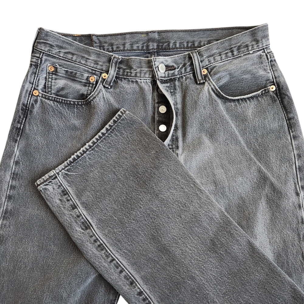 Levis 501 Button Fly Straight Leg Jeans Men's 36x36 (33x32.5) Gray Denim Y2K 